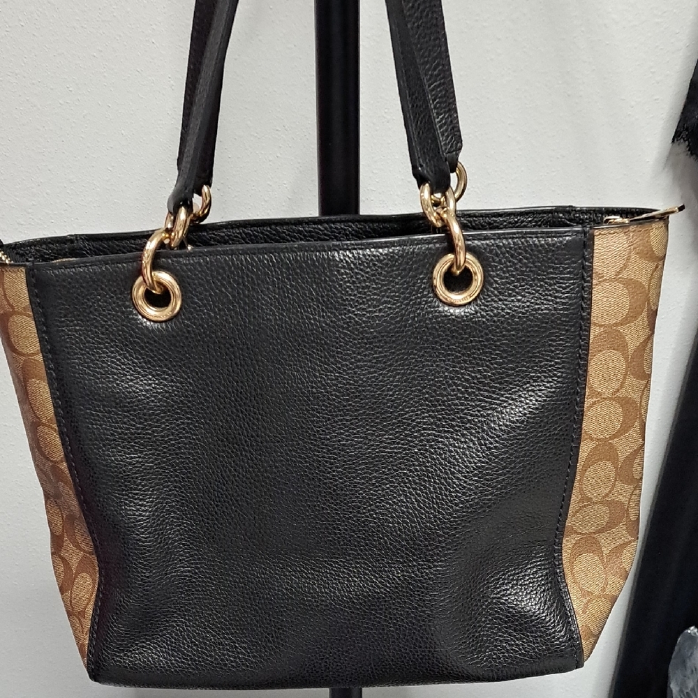 Coach Signature Black and Brown Tote - Picture 4 of 7